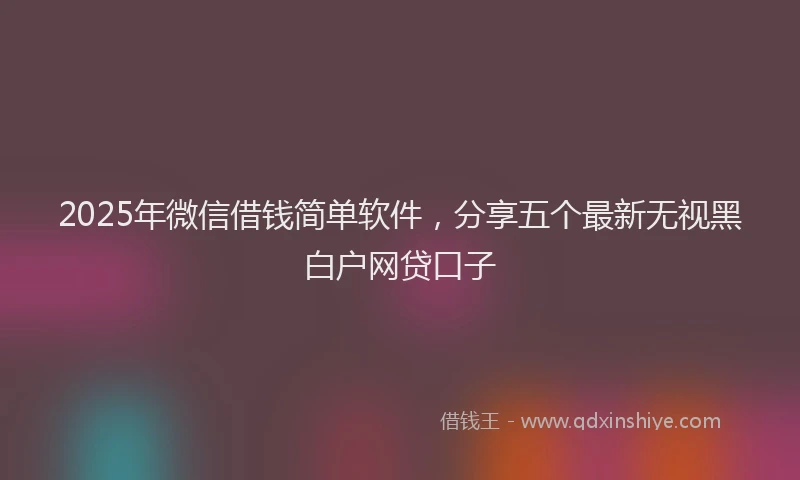 2025年微信借钱简单软件，分享五个最新无视黑白户网贷口子