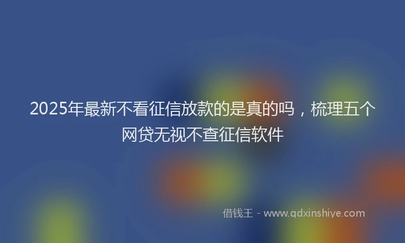 2025年最新不看征信放款的是真的吗，梳理五个网贷无视不查征信软件