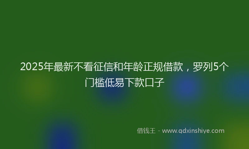 2025年最新不看征信和年龄正规借款，罗列5个门槛低易下款口子