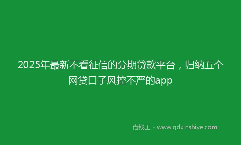 2025年最新不看征信的分期贷款平台，归纳五个网贷口子风控不严的app