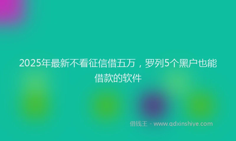 2025年最新不看征信借五万，罗列5个黑户也能借款的软件