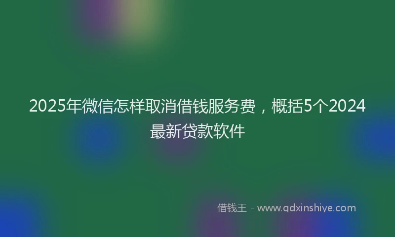 2025年微信怎样取消借钱服务费，概括5个2024最新贷款软件