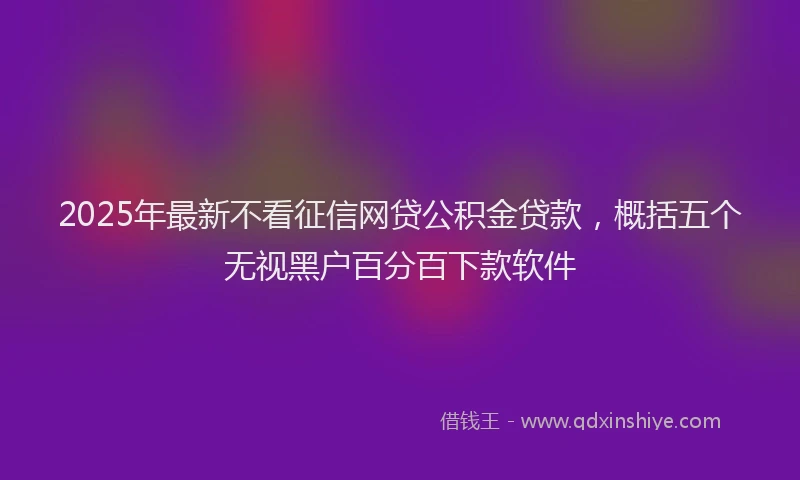 2025年最新不看征信网贷公积金贷款，概括五个无视黑户百分百下款软件