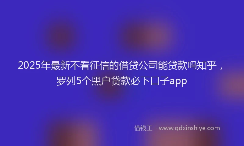 2025年最新不看征信的借贷公司能贷款吗知乎，罗列5个黑户贷款必下口子app