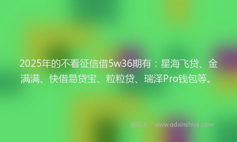 2025年的不看征信借5w36期有：星海飞贷、金满满、快借易贷宝、粒粒贷、瑞泽Pro钱包等。