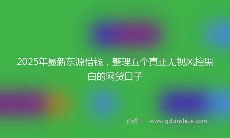 2025年最新东源借钱，整理五个真正无视风控黑白的网贷口子