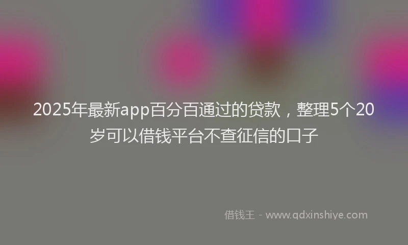 2025年最新app百分百通过的贷款，整理5个20岁可以借钱平台不查征信的口子