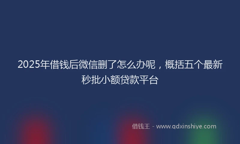 2025年借钱后微信删了怎么办呢，概括五个最新秒批小额贷款平台