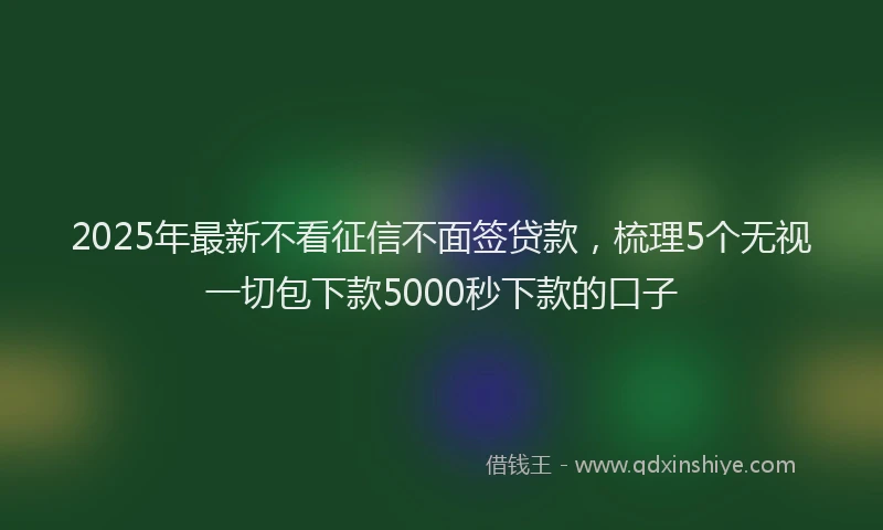 2025年最新不看征信不面签贷款，梳理5个无视一切包下款5000秒下款的口子