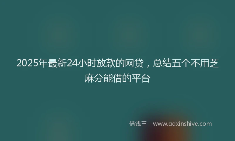 2025年最新24小时放款的网贷，总结五个不用芝麻分能借的平台