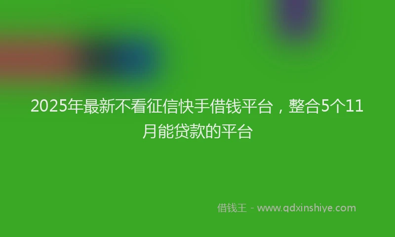 2025年最新不看征信快手借钱平台，整合5个11月能贷款的平台