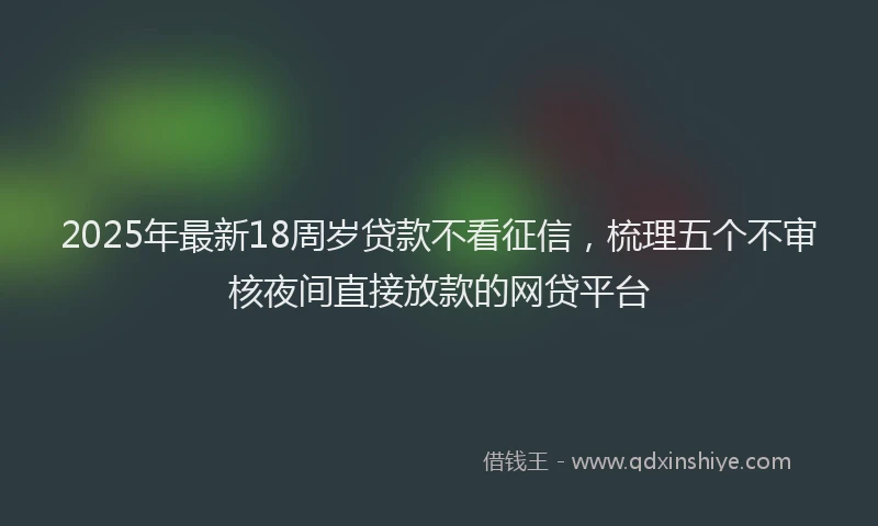 2025年最新18周岁贷款不看征信，梳理五个不审核夜间直接放款的网贷平台