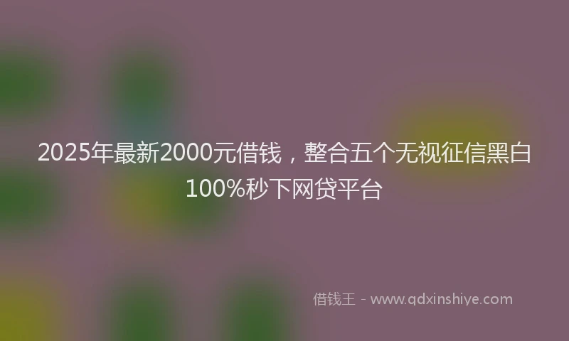 2025年最新2000元借钱，整合五个无视征信黑白100%秒下网贷平台