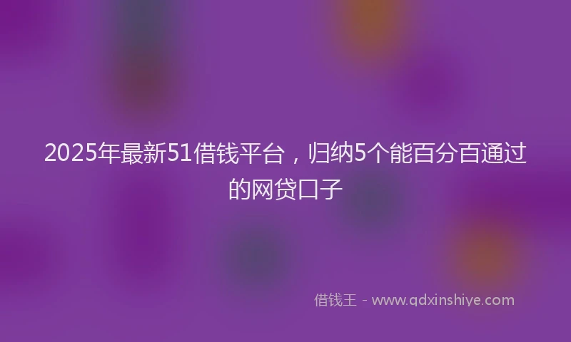 2025年最新51借钱平台，归纳5个能百分百通过的网贷口子