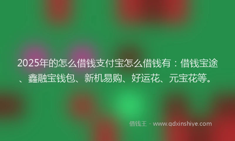 2025年的怎么借钱支付宝怎么借钱有：借钱宝途、鑫融宝钱包、新机易购、好运花、元宝花等。
