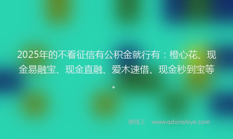 2025年的不看征信有公积金就行有：橙心花、现金易融宝、现金直融、爱木速借、现金秒到宝等。