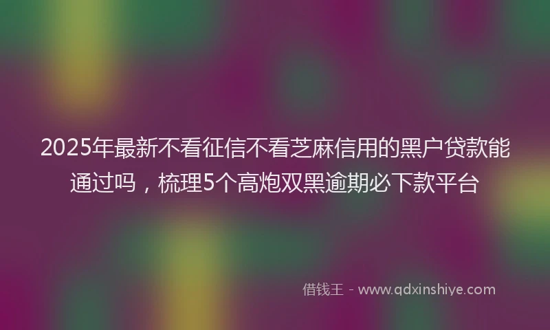 2025年最新不看征信不看芝麻信用的黑户贷款能通过吗，梳理5个高炮双黑逾期必下款平台