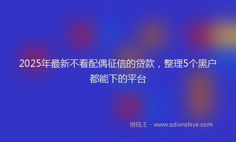 2025年最新不看配偶征信的贷款，整理5个黑户都能下的平台