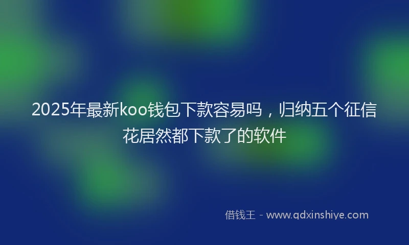 2025年最新koo钱包下款容易吗，归纳五个征信花居然都下款了的软件