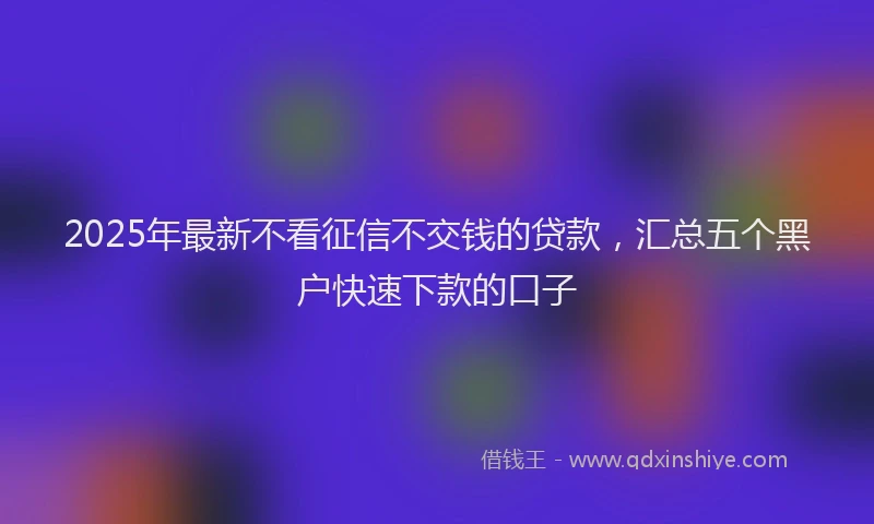 2025年最新不看征信不交钱的贷款，汇总五个黑户快速下款的口子