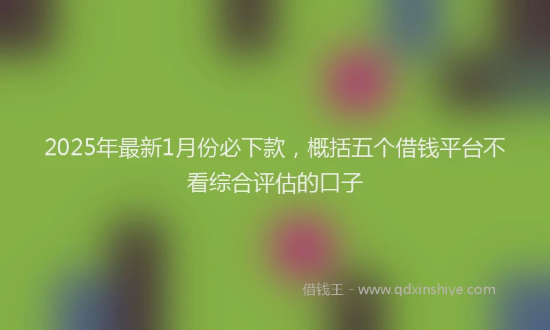 2025年最新1月份必下款，概括五个借钱平台不看综合评估的口子