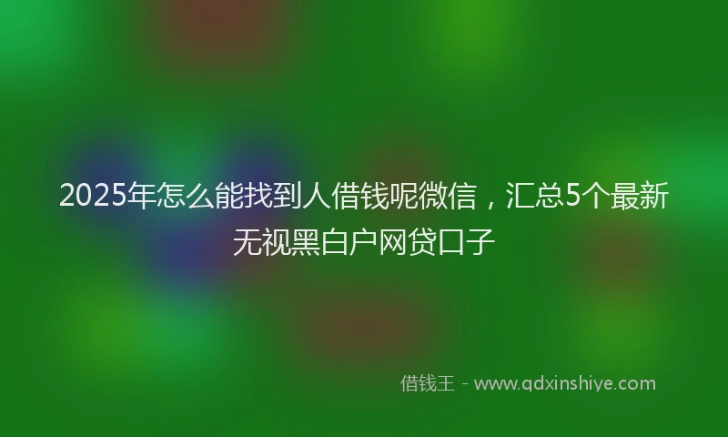 2025年怎么能找到人借钱呢微信，汇总5个最新无视黑白户网贷口子