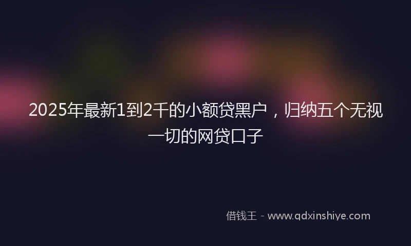 2025年最新1到2千的小额贷黑户，归纳五个无视一切的网贷口子