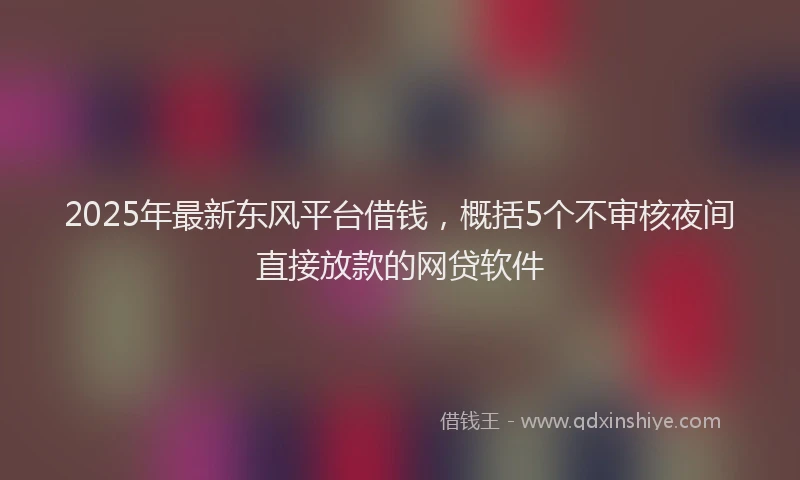 2025年最新东风平台借钱，概括5个不审核夜间直接放款的网贷软件