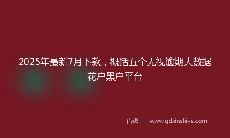 2025年最新7月下款，概括五个无视逾期大数据花户黑户平台