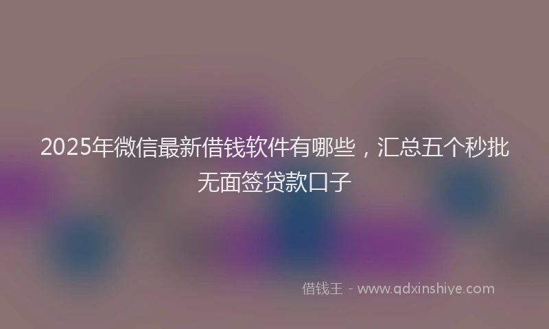 2025年微信最新借钱软件有哪些，汇总五个秒批无面签贷款口子
