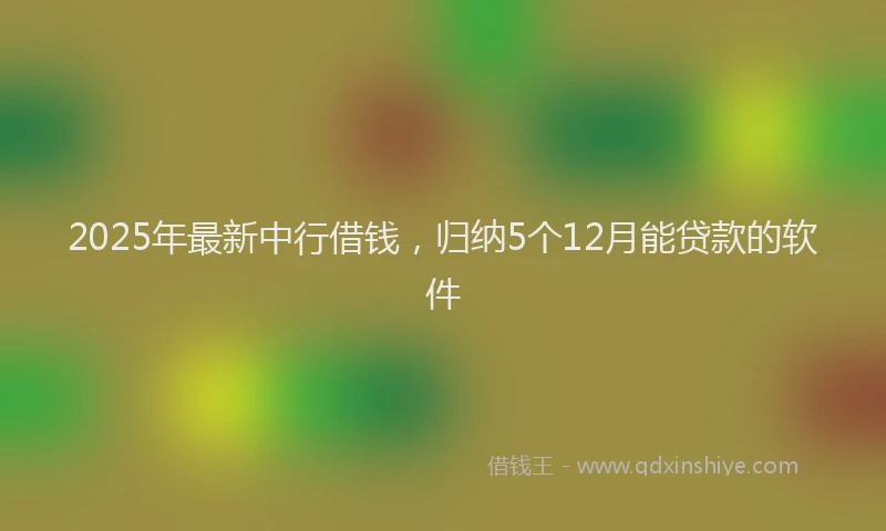 2025年最新中行借钱，归纳5个12月能贷款的软件