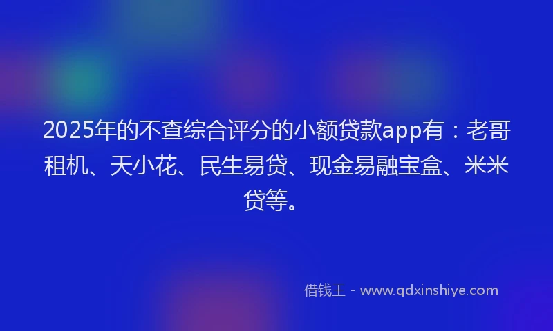 2025年的不查综合评分的小额贷款app有：老哥租机、天小花、民生易贷、现金易融宝盒、米米贷等。