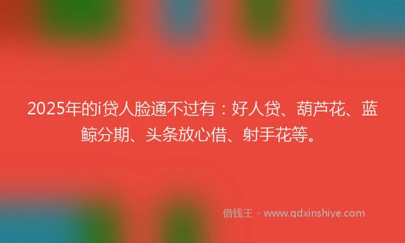 2025年的i贷人脸通不过有：好人贷、葫芦花、蓝鲸分期、头条放心借、射手花等。