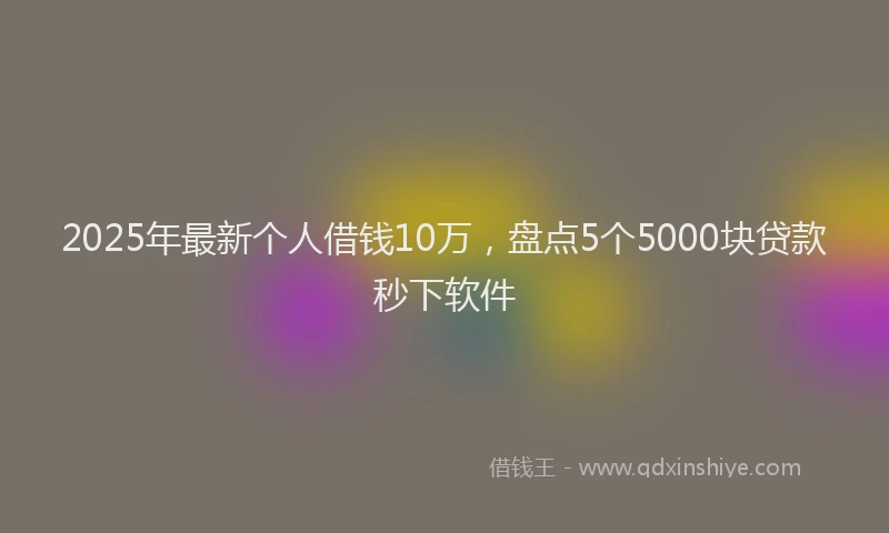 2025年最新个人借钱10万，盘点5个5000块贷款秒下软件
