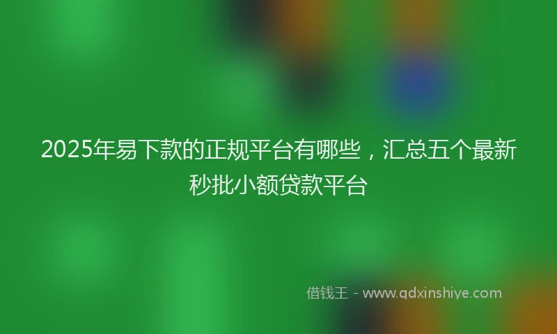 2025年易下款的正规平台有哪些，汇总五个最新秒批小额贷款平台