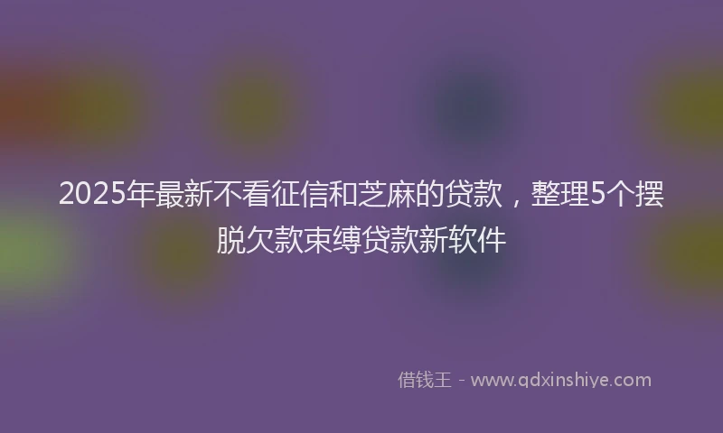 2025年最新不看征信和芝麻的贷款，整理5个摆脱欠款束缚贷款新软件