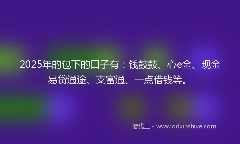 2025年的包下的口子有：钱鼓鼓、心e金、现金易贷通途、支富通、一点借钱等。