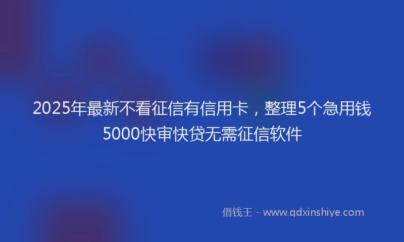 2025年最新不看征信有信用卡，整理5个急用钱5000快审快贷无需征信软件