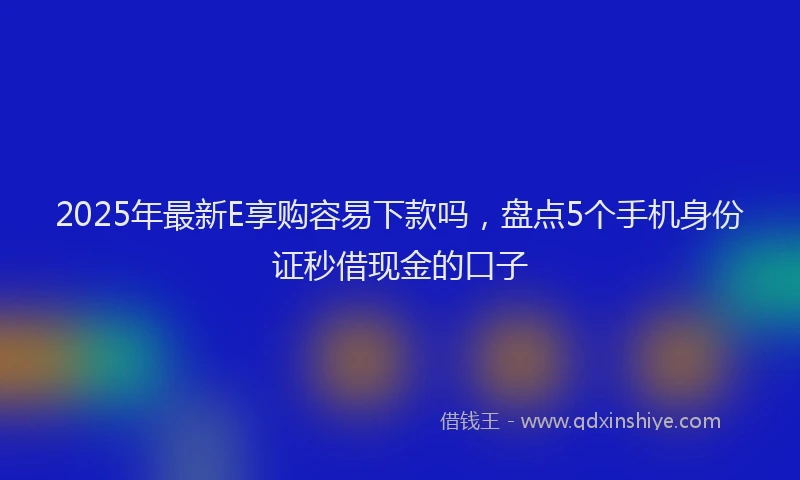 2025年最新E享购容易下款吗，盘点5个手机身份证秒借现金的口子