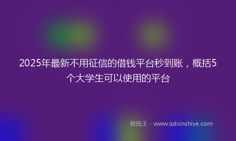 2025年最新不用征信的借钱平台秒到账，概括5个大学生可以使用的平台