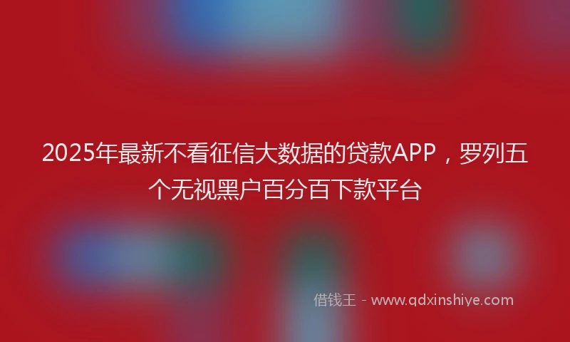 2025年最新不看征信大数据的贷款APP，罗列五个无视黑户百分百下款平台