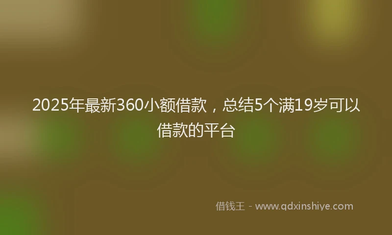 2025年最新360小额借款，总结5个满19岁可以借款的平台
