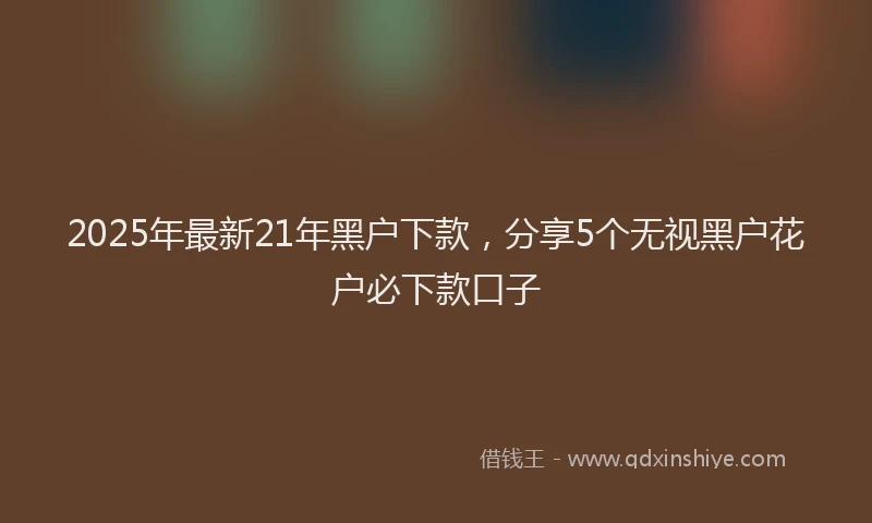 2025年最新21年黑户下款，分享5个无视黑户花户必下款口子