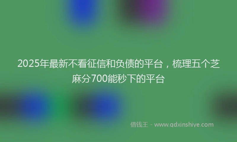 2025年最新不看征信和负债的平台，梳理五个芝麻分700能秒下的平台