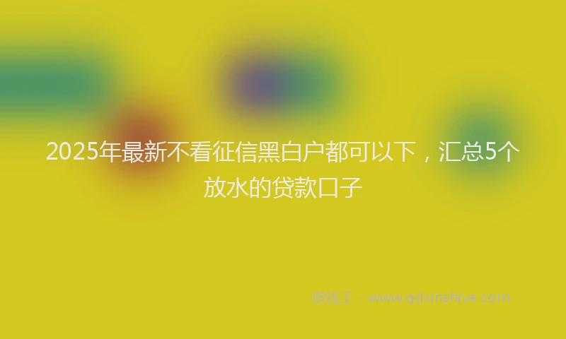 2025年最新不看征信黑白户都可以下，汇总5个放水的贷款口子