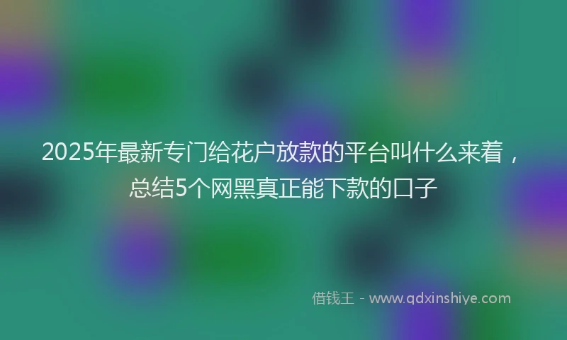 2025年最新专门给花户放款的平台叫什么来着，总结5个网黑真正能下款的口子
