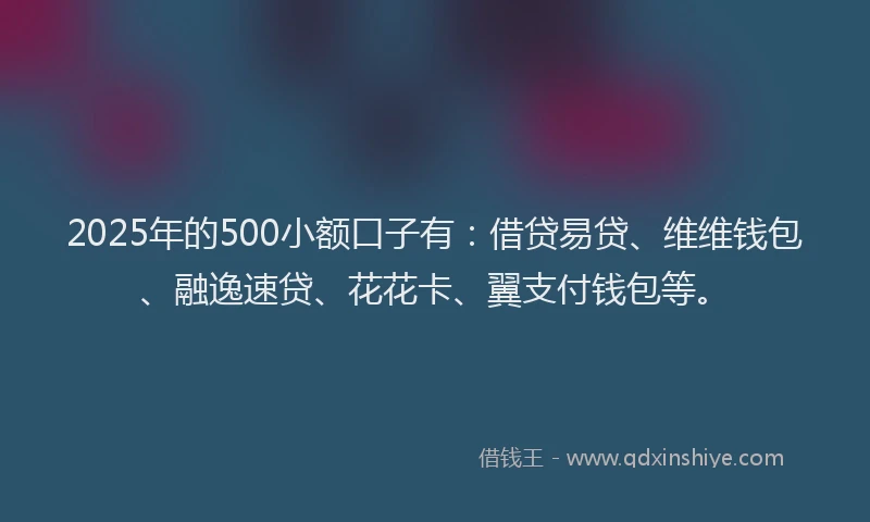 2025年的500小额口子有：借贷易贷、维维钱包、融逸速贷、花花卡、翼支付钱包等。