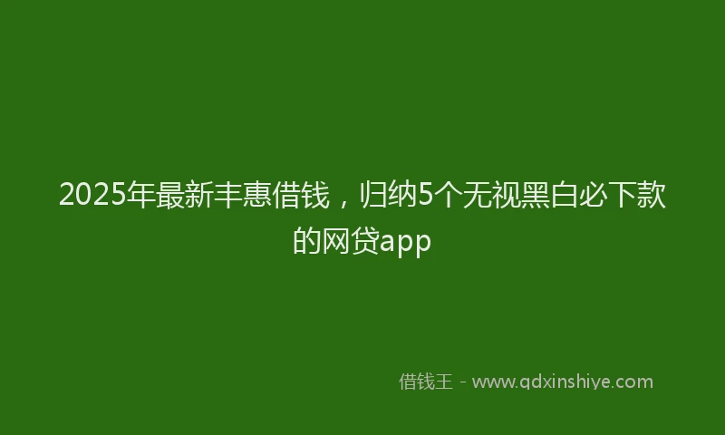 2025年最新丰惠借钱，归纳5个无视黑白必下款的网贷app