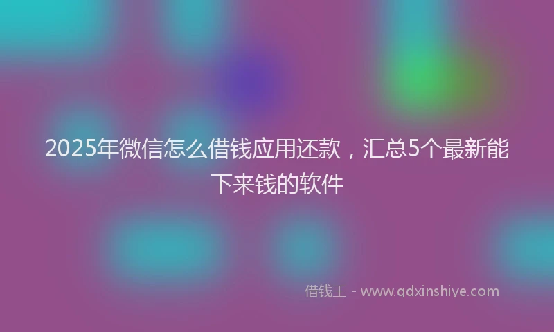 2025年微信怎么借钱应用还款，汇总5个最新能下来钱的软件