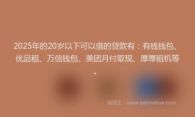 2025年的20岁以下可以借的贷款有：有钱钱包、优品租、万信钱包、美团月付取现、厚厚租机等。